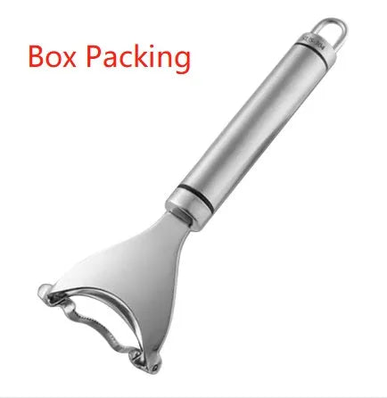 Stainless steel corn planer for removing kernels from corn on the cob.