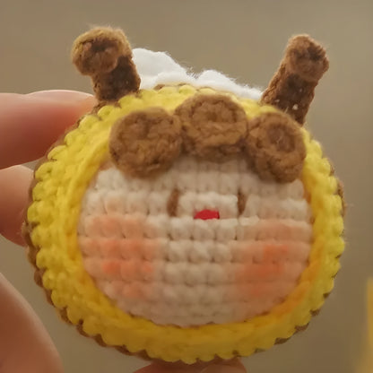 Handmade crocheted bee plush pendant for woolen dolls in soft material