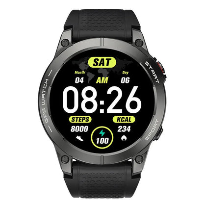 S53 Outdoor GPS Sports Smart Watch in black or orange with 1.43 inch touch screen and silicone strap