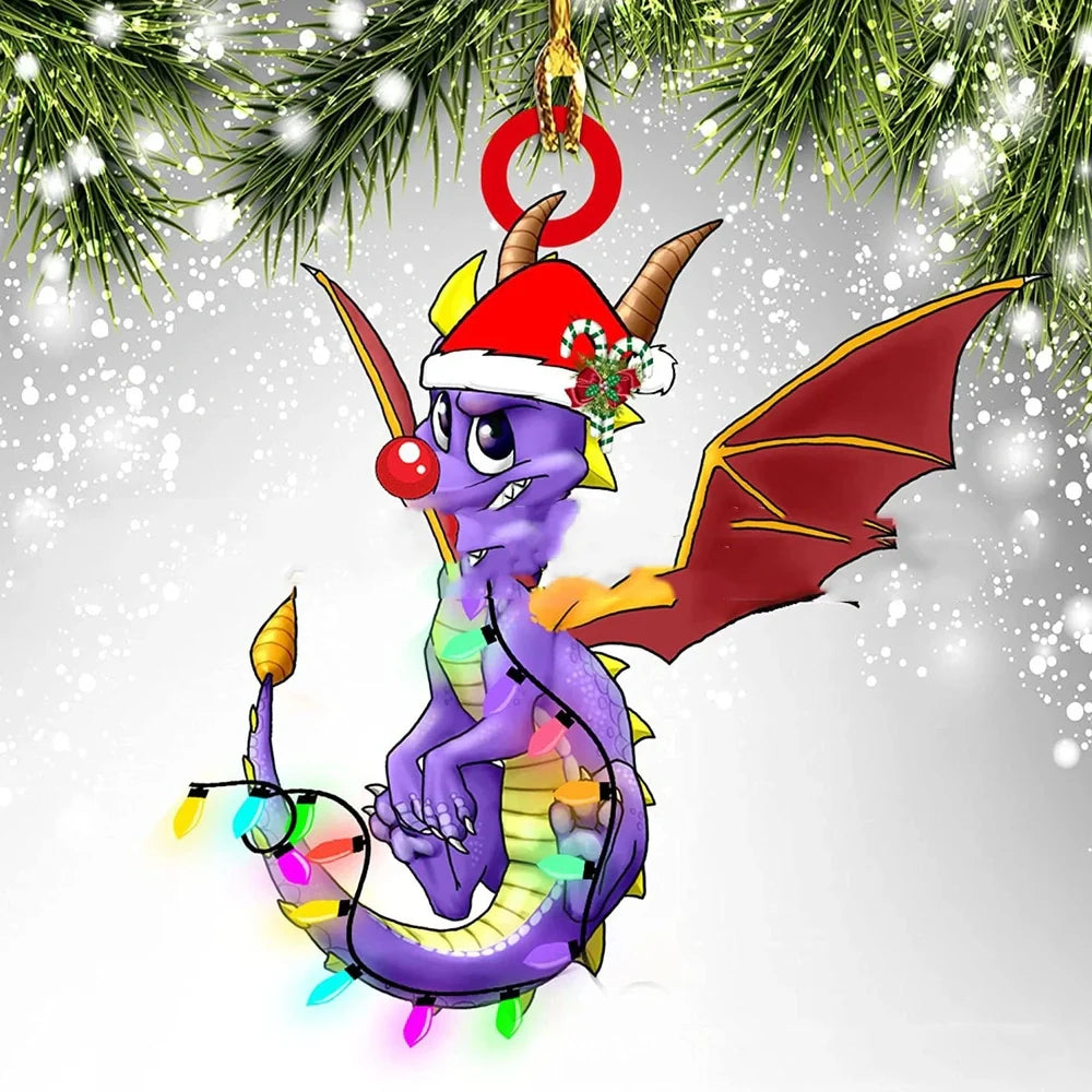 8cm dragon egg Christmas pendant decoration with dinosaur theme and acrylic construction