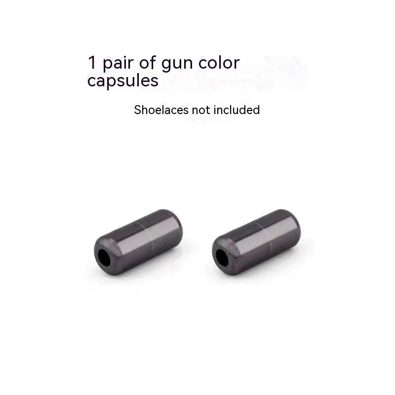 6mm metal capsule shoelace buckle pair in 15 colours including black, white, pink, red, gold, and copper finishes