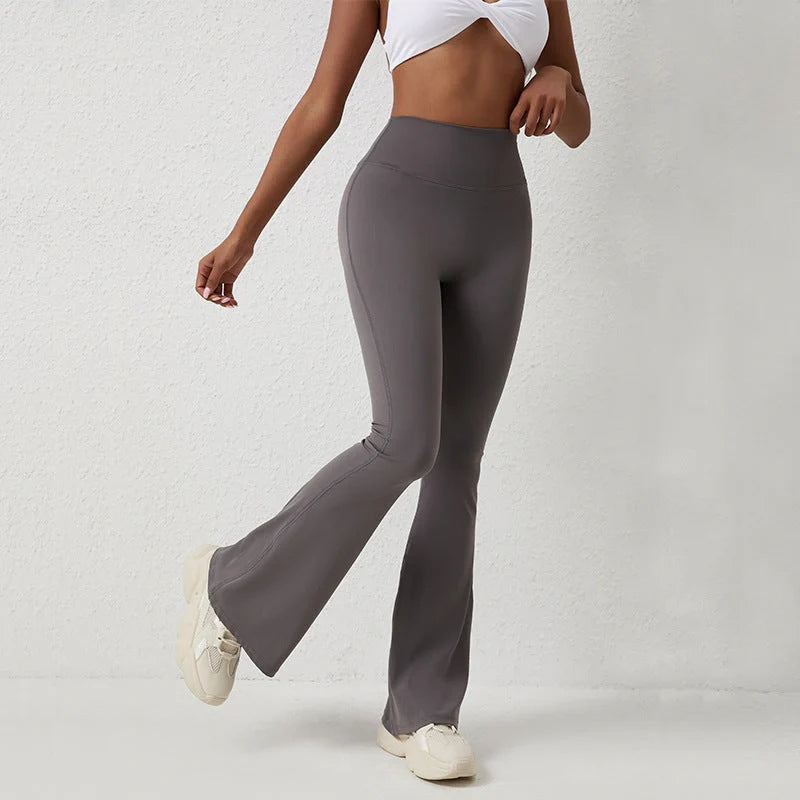 High waisted hip lift and wide leg fitness pants in various colors, perfect for workouts and casual wear.