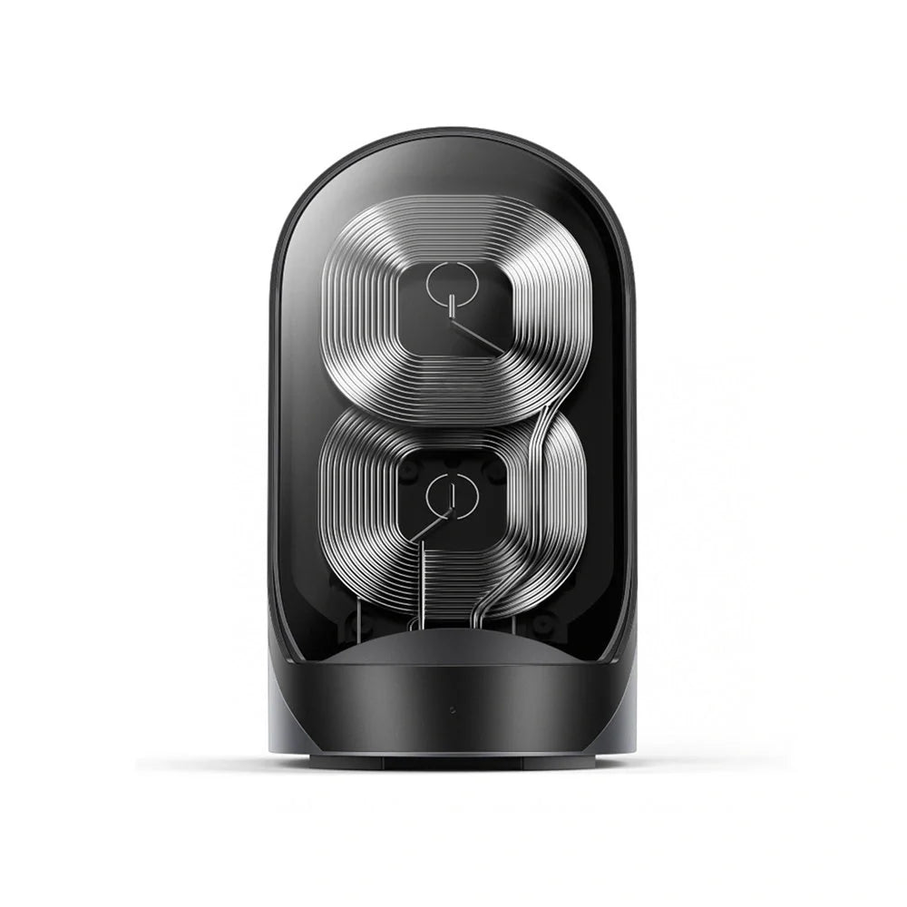 Folding Three-in-One Wireless Charger with smart cooling fan in black