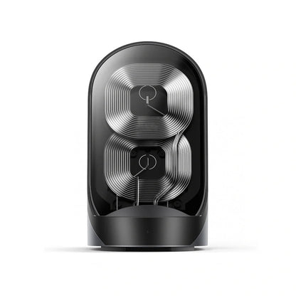 Folding Three-in-One Wireless Charger with smart cooling fan in black