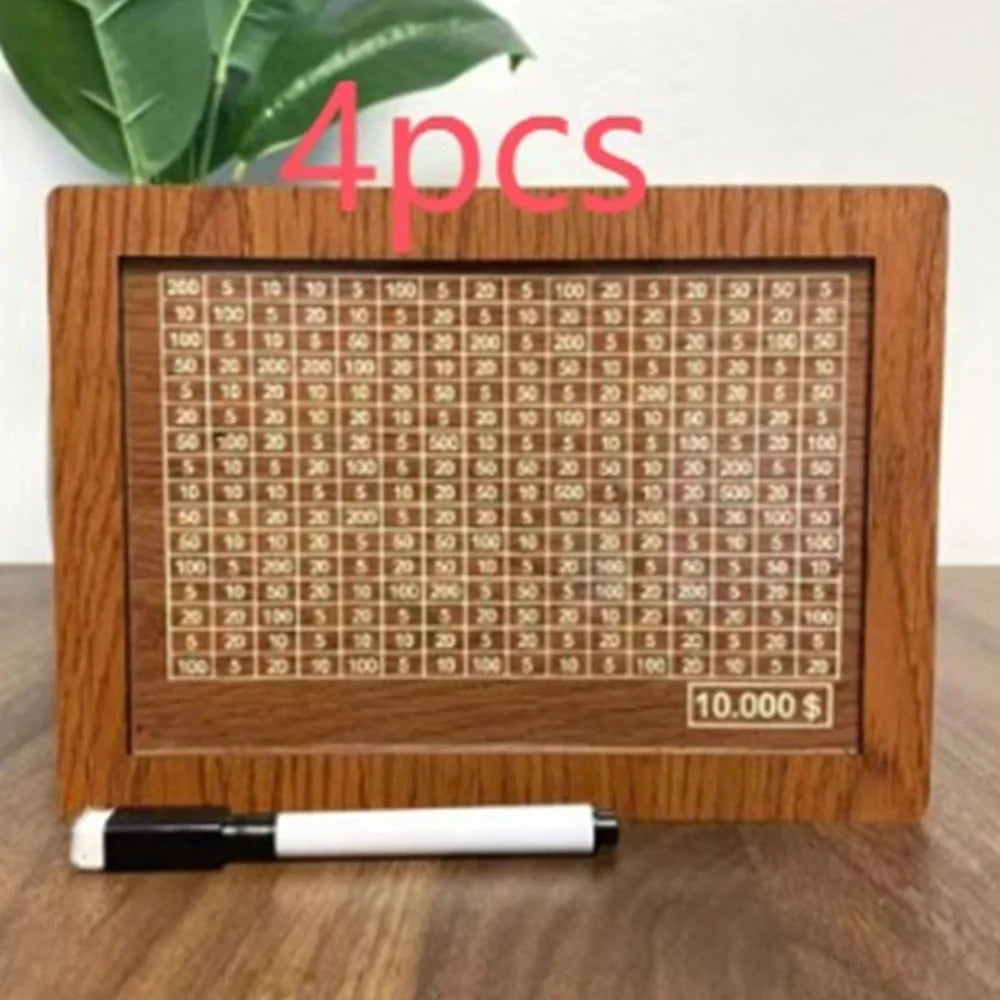 Wooden piggy bank with coin counter and side opening mechanism measuring 20cm