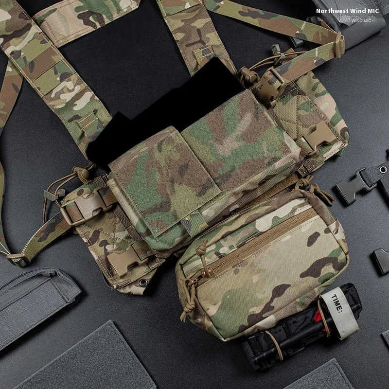 Multifunctional Expandable Breathable Chest Mount Vest in American Cordura Fabric, One Size Fits All, Unisex, for Team Activities, Tactical Games and Film Props, Available in Black, Coyote Brown, Ranger Green and Camo Colours