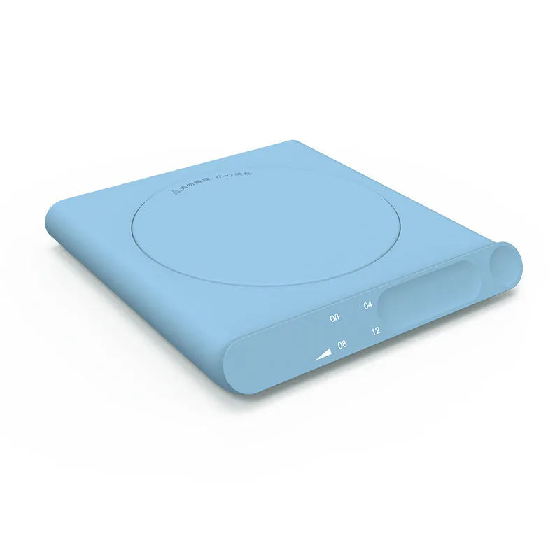 Heating cup pad with mechanical operation and USB power supply, 2-hour automatic timing function, warming coasters in pink or white for desks and offices, 10W power consumption for efficient beverage warming