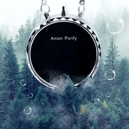 Portable hanging neck air purifier in black for smoke and dust removal