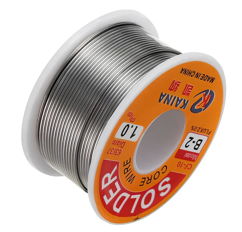 Kena no-lead flux core solder wire 50g spool, diameters 0.5mm to 1.0mm, melts at 255°C for electronics