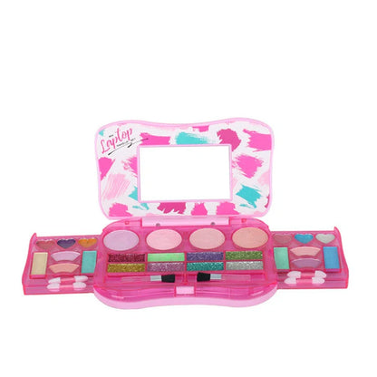 Children's cosmetic toys makeup box with four play accessories including makeup remover paper, nail polish, and lipstick