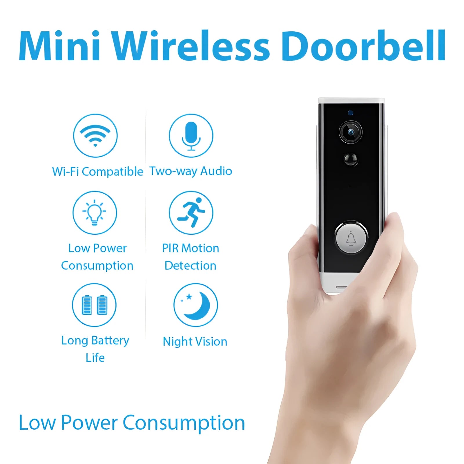 White wall-mounted network wireless camera with 1080p resolution for mobile phone remote monitoring