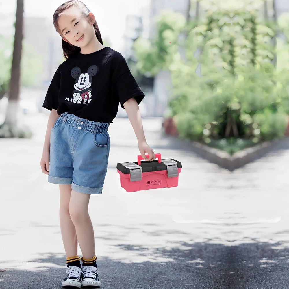 8-piece household tool kit with carbon steel tools in organised 10-inch toolbox including screwdrivers and test pencil