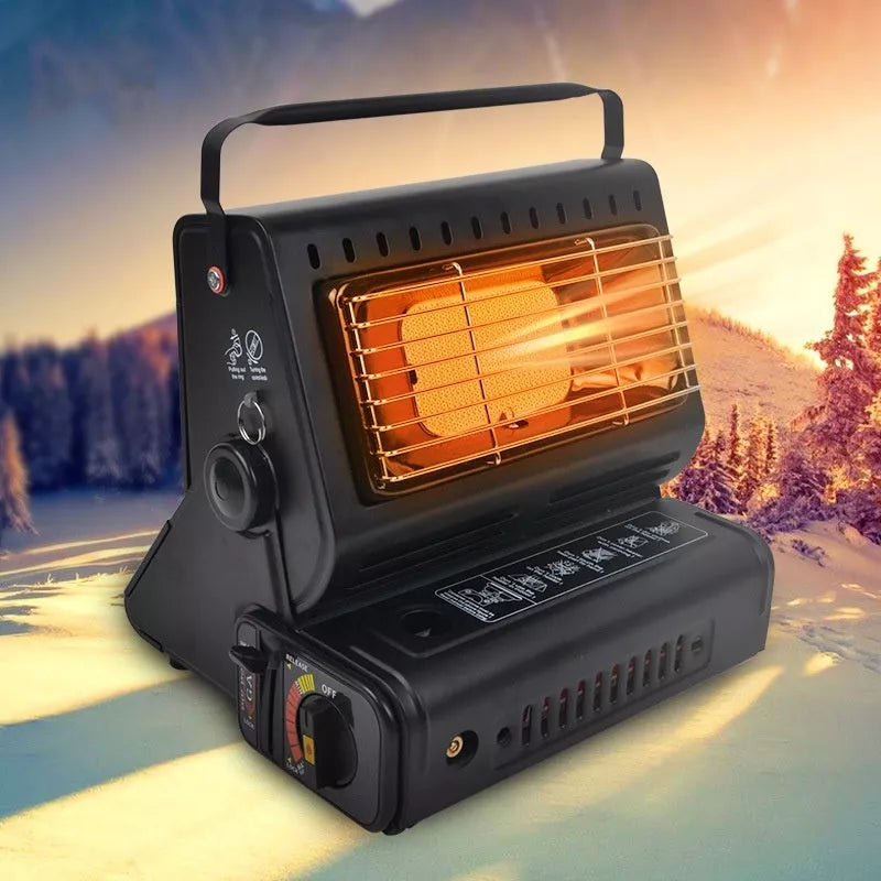 Multifunctional tent heater and roasting stove with dual gas capability for outdoor adventures