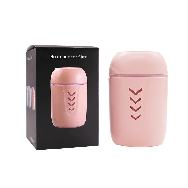 X3 model portable columnar humidifier in blue, with USB cable.