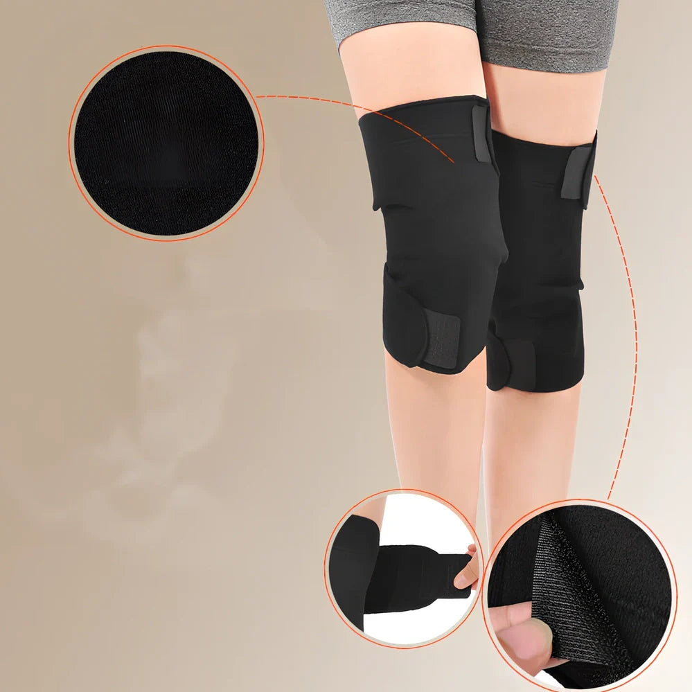 Tourmaline self-heating knee support brace with adjustable straps and magnetic therapy elements for joint comfort