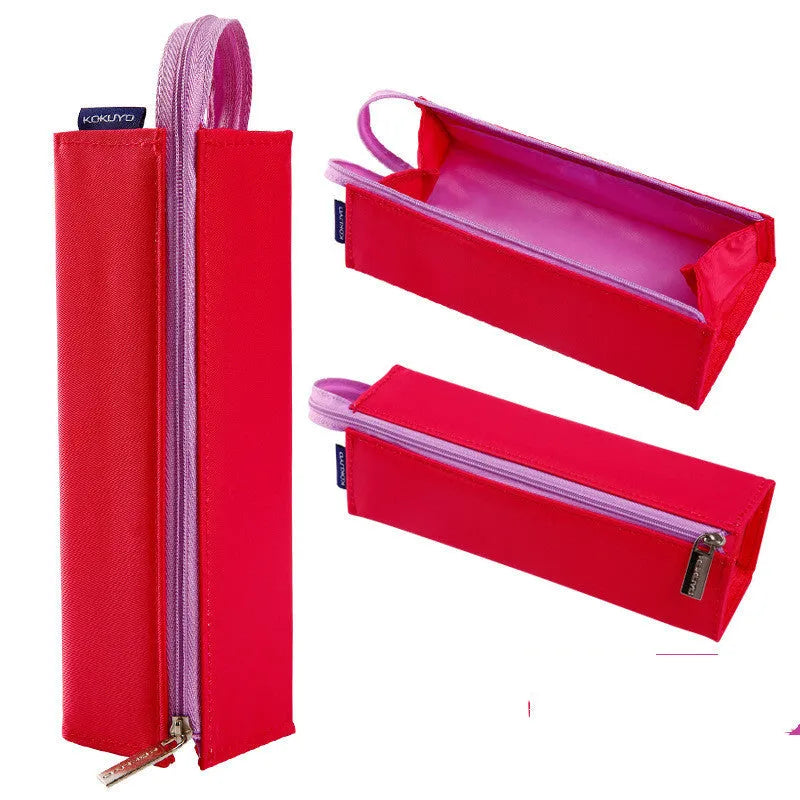 Large capacity pencil case for girls showing multiple colour and material options including silicone novelty designs