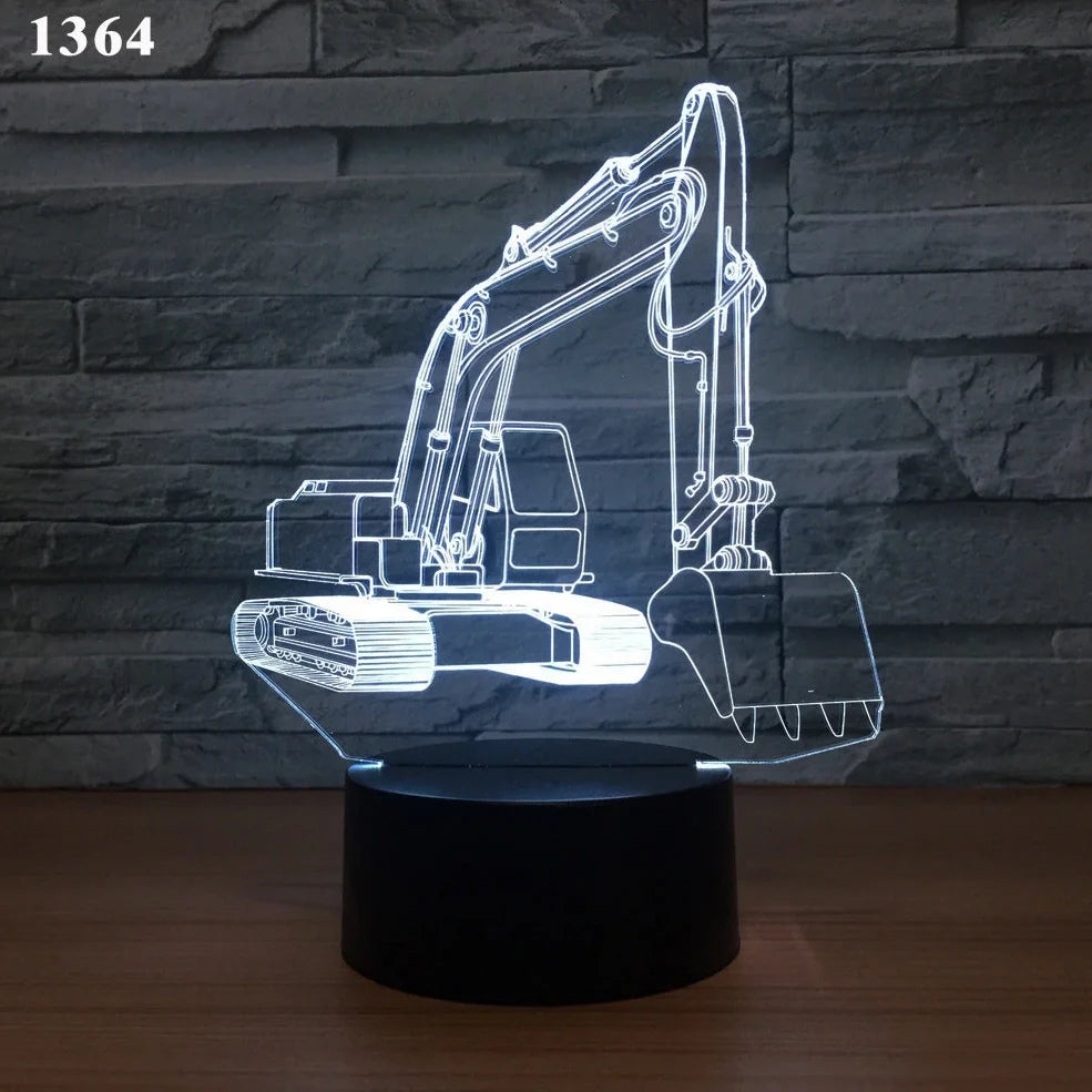 3D night light with touch control showing seven colour options on acrylic panel with ABS base