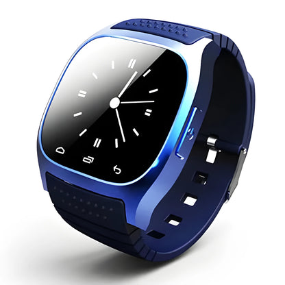 Black Bluetooth sports watch compatible with Apple iPhone and Android phones with waterproof design