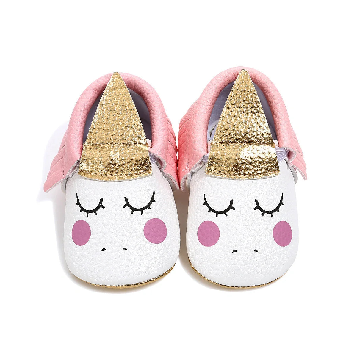 Adorable unicorn-themed toddler shoes in various colors and sizes, featuring a premium synthetic leather construction and flexible soles for comfort and support.