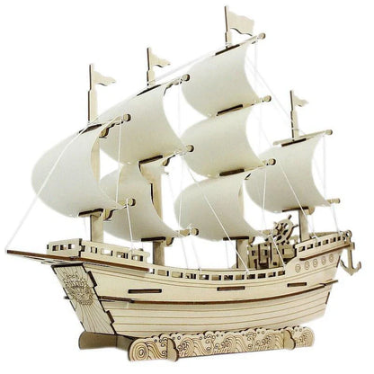 Wooden sailboat model DIY kit with 78 parts for assembly and decoration