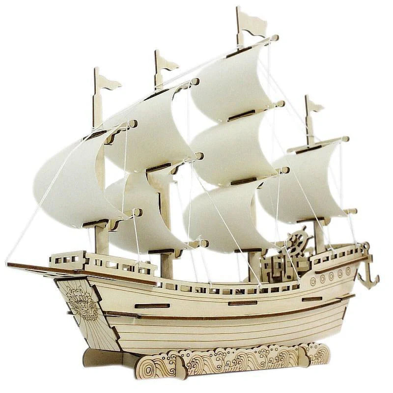 Wooden sailboat model DIY kit with 78 parts for assembly and decoration