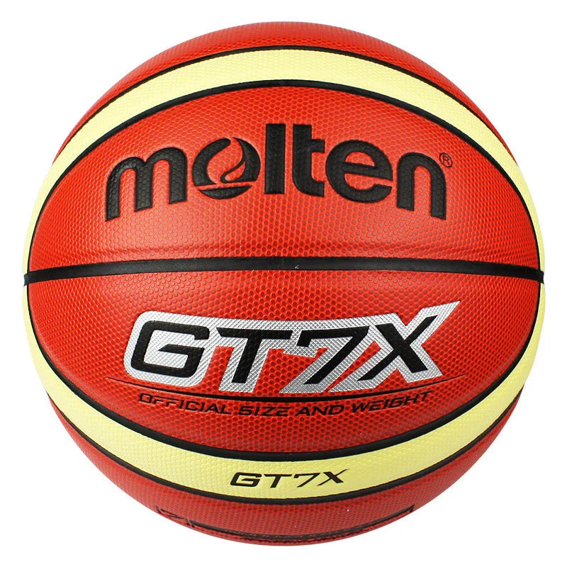 Durable outdoor basketball with PU rubber liner, non-slip surface, and standard size 7 specification for all-weather play