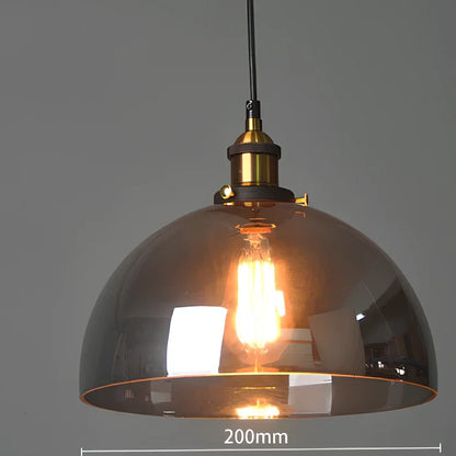 Nordic retro glass chandelier with fishing line design and LED lighting in amber, soot, or transparent finish