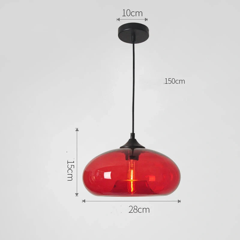 Nordic Modern Loft Pendant Lamp with adjustable height and glass body in various colors
