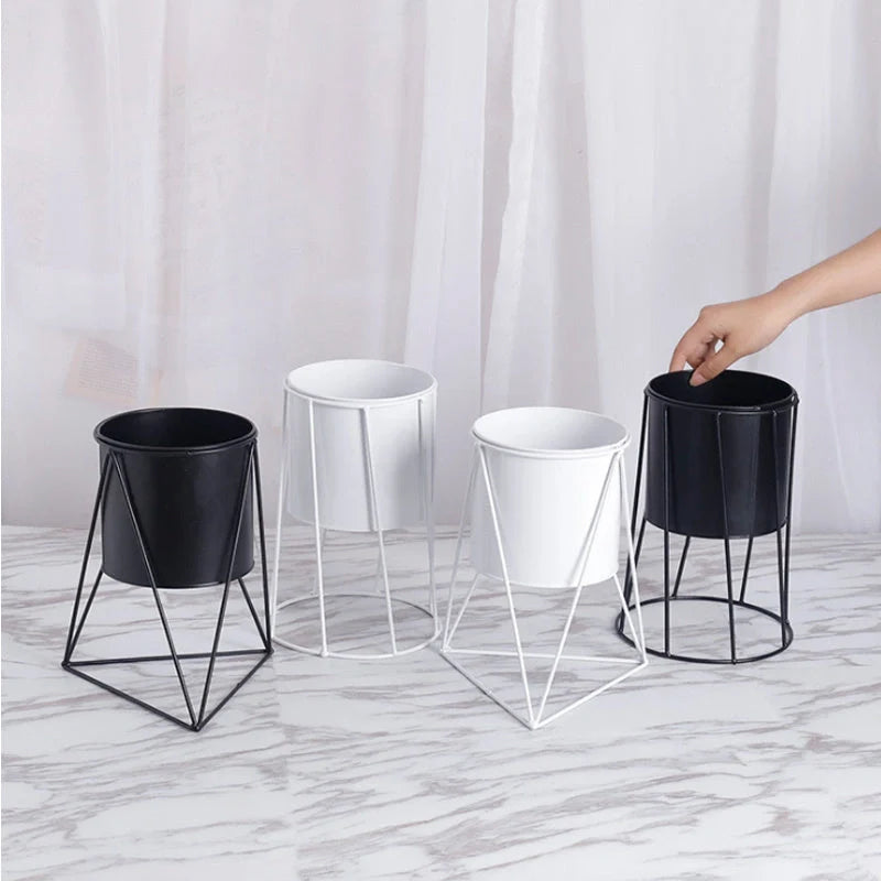 Nordic INS Simple Iron Flower Stand with detachable pot in white and black options
