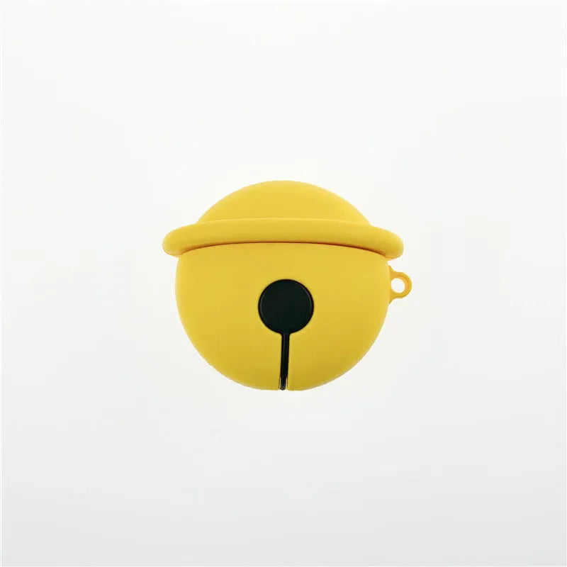 Yellow silicone bell-shaped case for AirPods with keychain loop