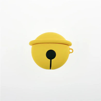 Yellow silicone bell-shaped case for AirPods with keychain loop