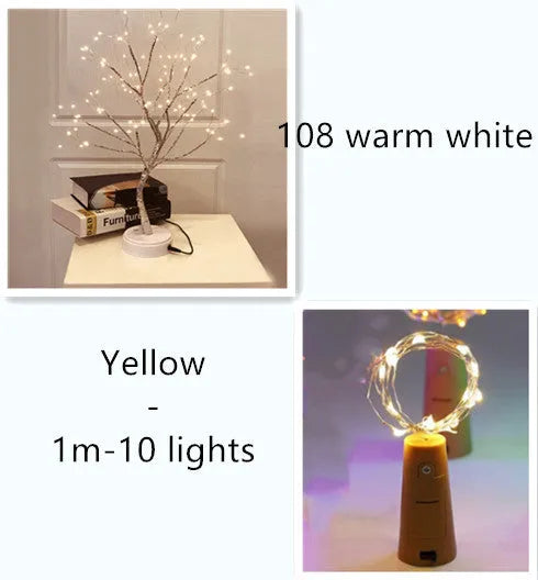 Copper wire LED string light with 20 bulbs wrapped around wine bottle for decorative lighting