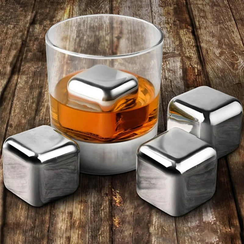 Reusable stainless steel whiskey cooling stones for drinks chillers non-melting ice cube alternatives square ball diamond heart shapes gift for whisky connoisseurs home bars restaurants with metal clip