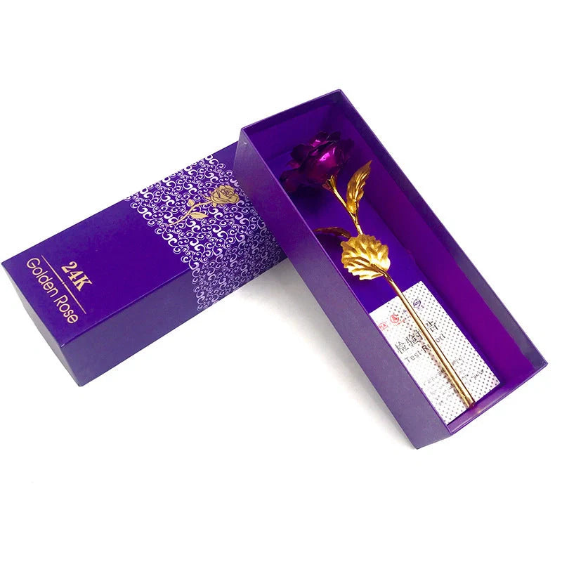Handmade 24K gold rose flower set in elegant gift box