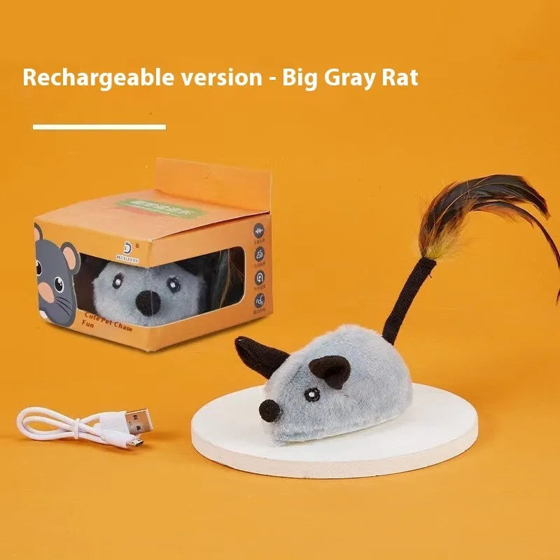 Simulation remote control electric mouse cat toy with plush fabric in multiple colour options