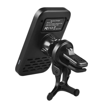 M6 black magnetic wireless car phone charger mounted in vehicle