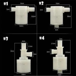 White nylon automatic float valve with threaded connection for purified water systems.