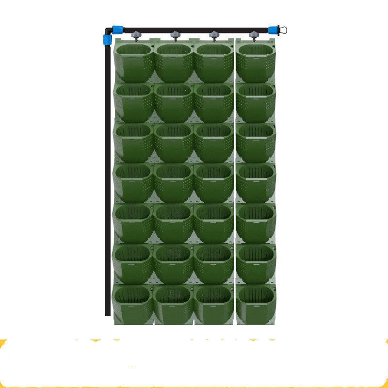 Stackable vertical planter in army green for succulents and bonsai with removable pots