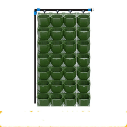Stackable vertical planter in army green for succulents and bonsai with removable pots