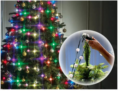64-LED Christmas tree string lights with 8 wires for festive holiday decoration