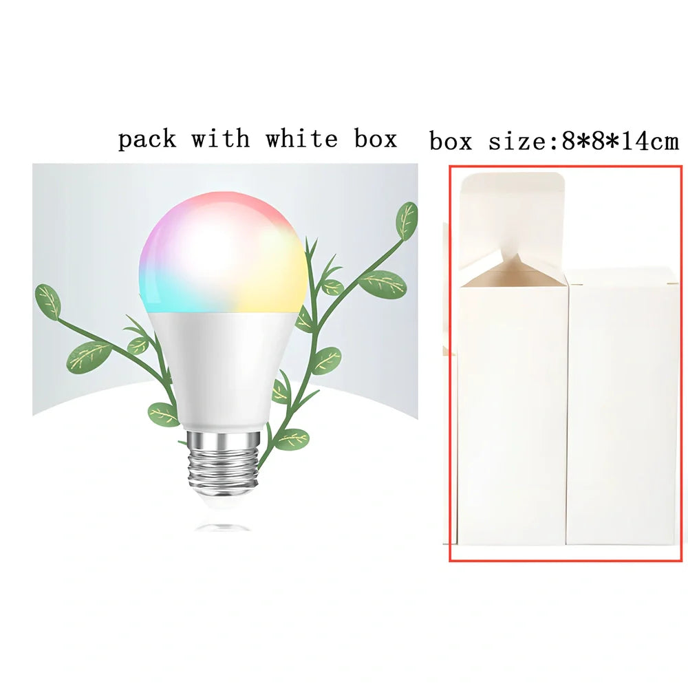 Round Bluetooth smart LED bulb with E27/B22 fittings, 60mm diameter, colour temperature adjustment 2700K-6500K