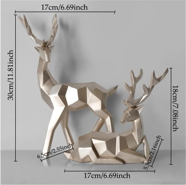 Modern resin deer sculpture decoration in simple contemporary style with animal figurine design