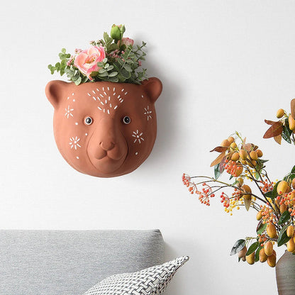 Elegant ceramic animal wall vases in rabbit, brown bear, and giraffe designs, perfect for adding nature-inspired decor to your home