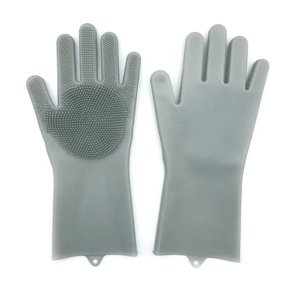 FDA food grade silicone kitchen cleaning gloves with orange colour and 357mm length