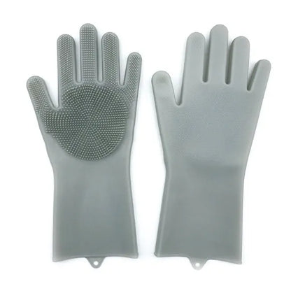 FDA food grade silicone kitchen cleaning gloves with orange colour and 357mm length