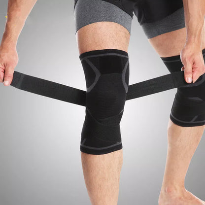 COOLFit Outdoor Sports Compression Knee Pads in black grey, grey red, and grey blue