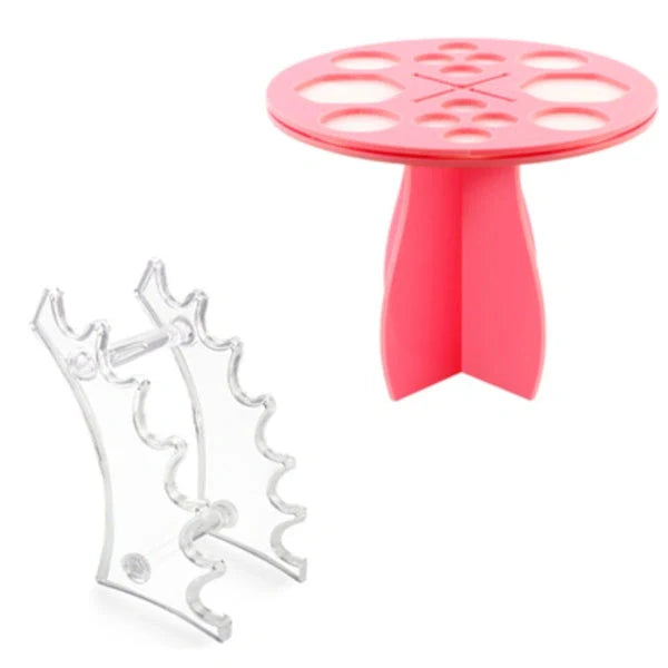 14-hole makeup brush holder in various colors for organized brush storage and drying