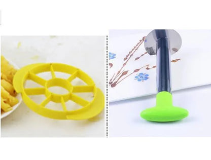 Stainless steel pineapple corer slicer kitchen tool with coloured ABS handle