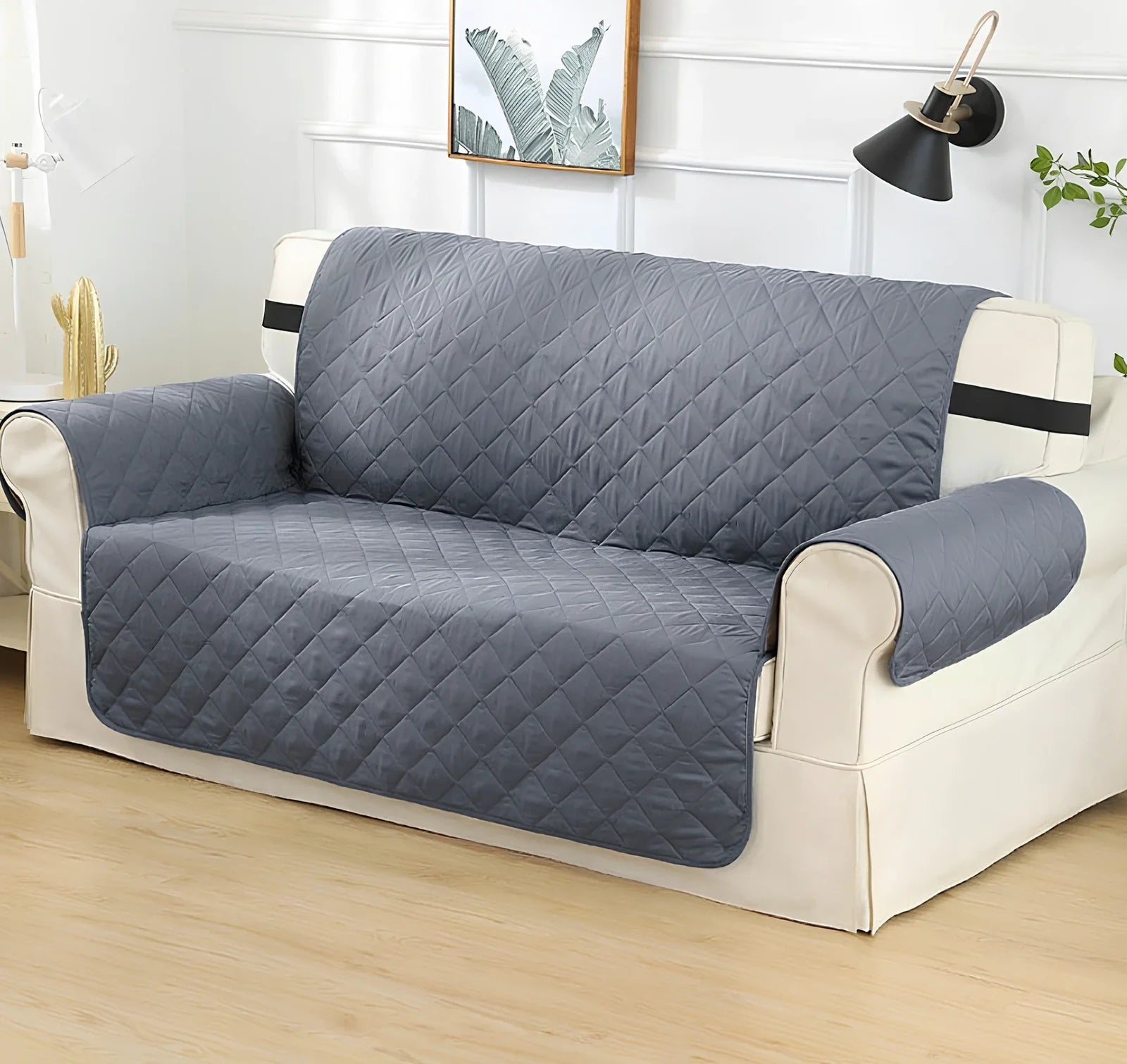 Lake blue pet waterproof compartment sofa cushion 190x228cm in polyester protecting against spills