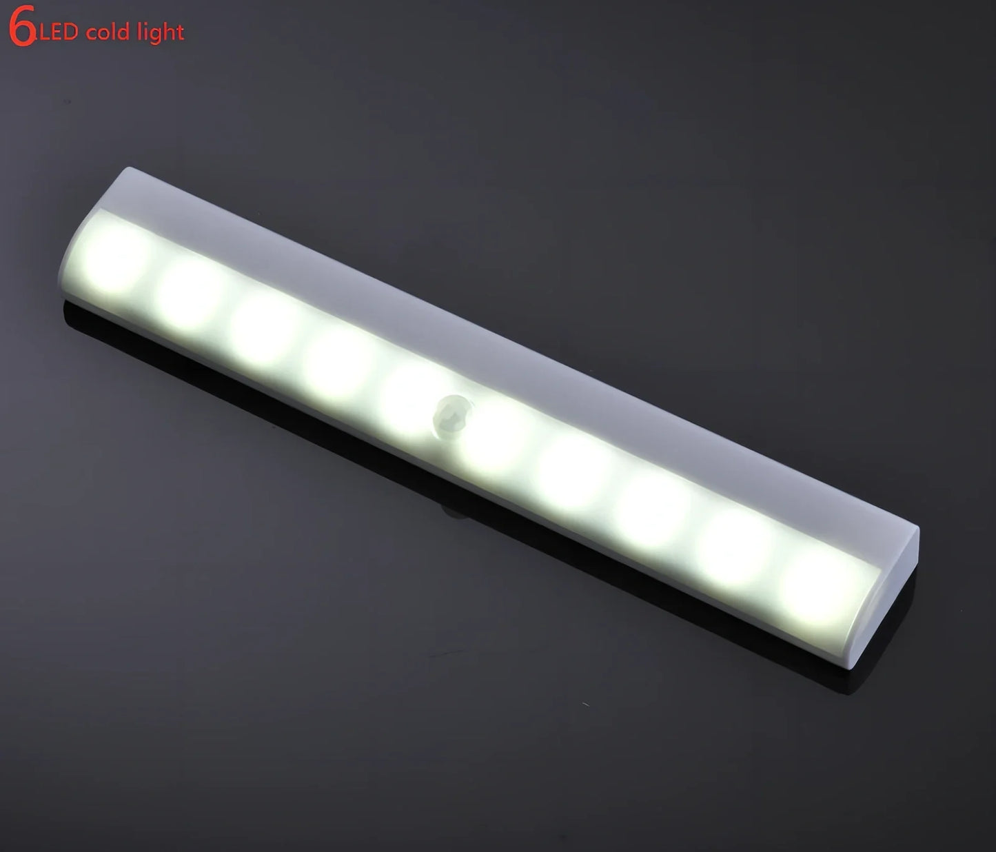 LED human body induction magnetic closet light showing aluminium shell and magnetic attachment for wardrobe installation